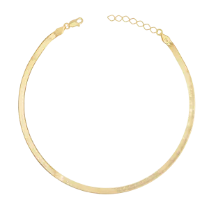 14K Gold Thin Herringbone Anklet 3mm