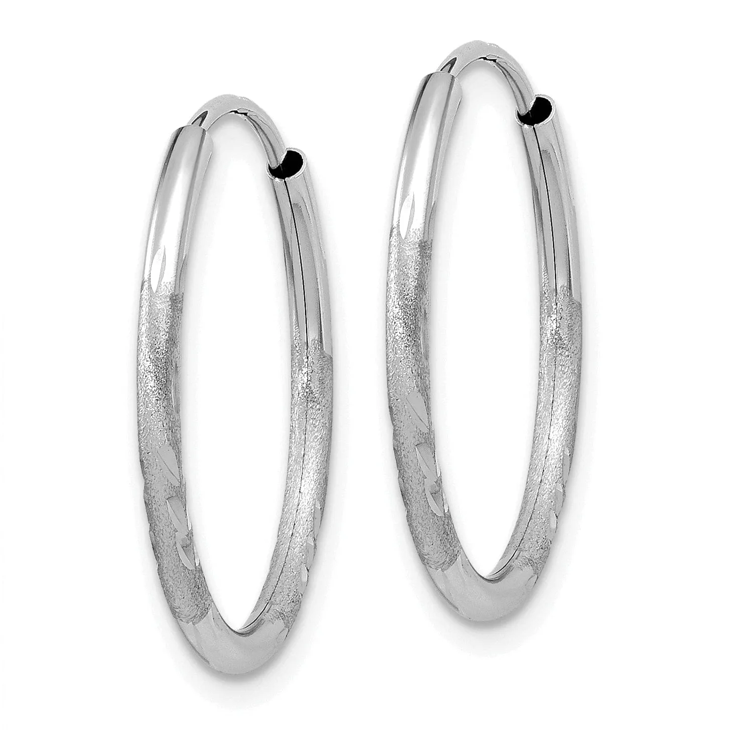 14k White Gold D.C Endless Hoop Earrings 1.5mm x 16mm