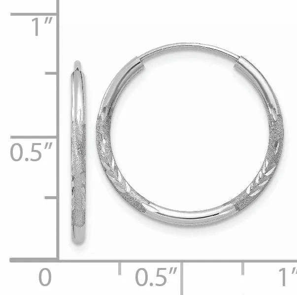 14k White Gold D.C Endless Hoop Earrings 1.5mm x 16mm