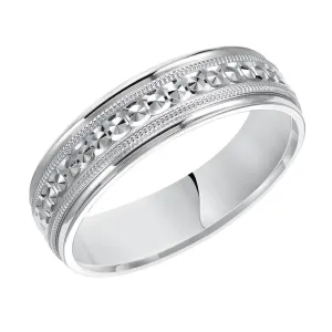 14k White Gold Milgrain Accented Women’s Polished Wedding Ring - 4mm & 6mm