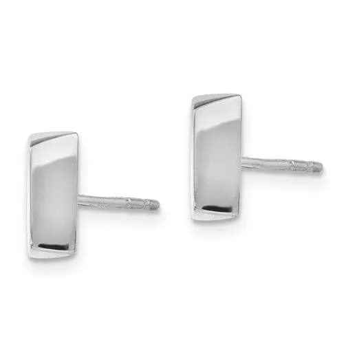 14K White Polished Post Earrings