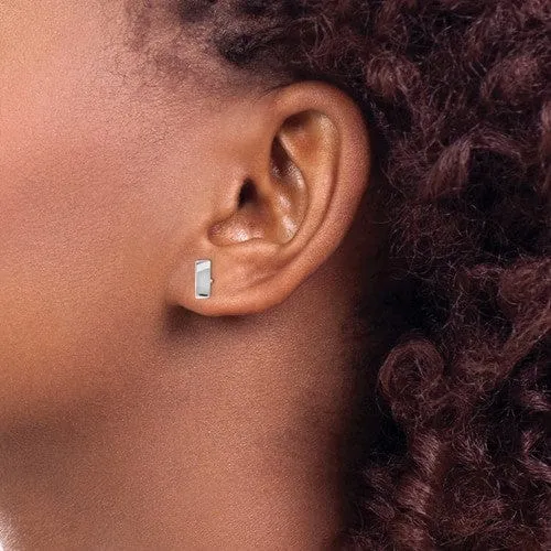 14K White Polished Post Earrings