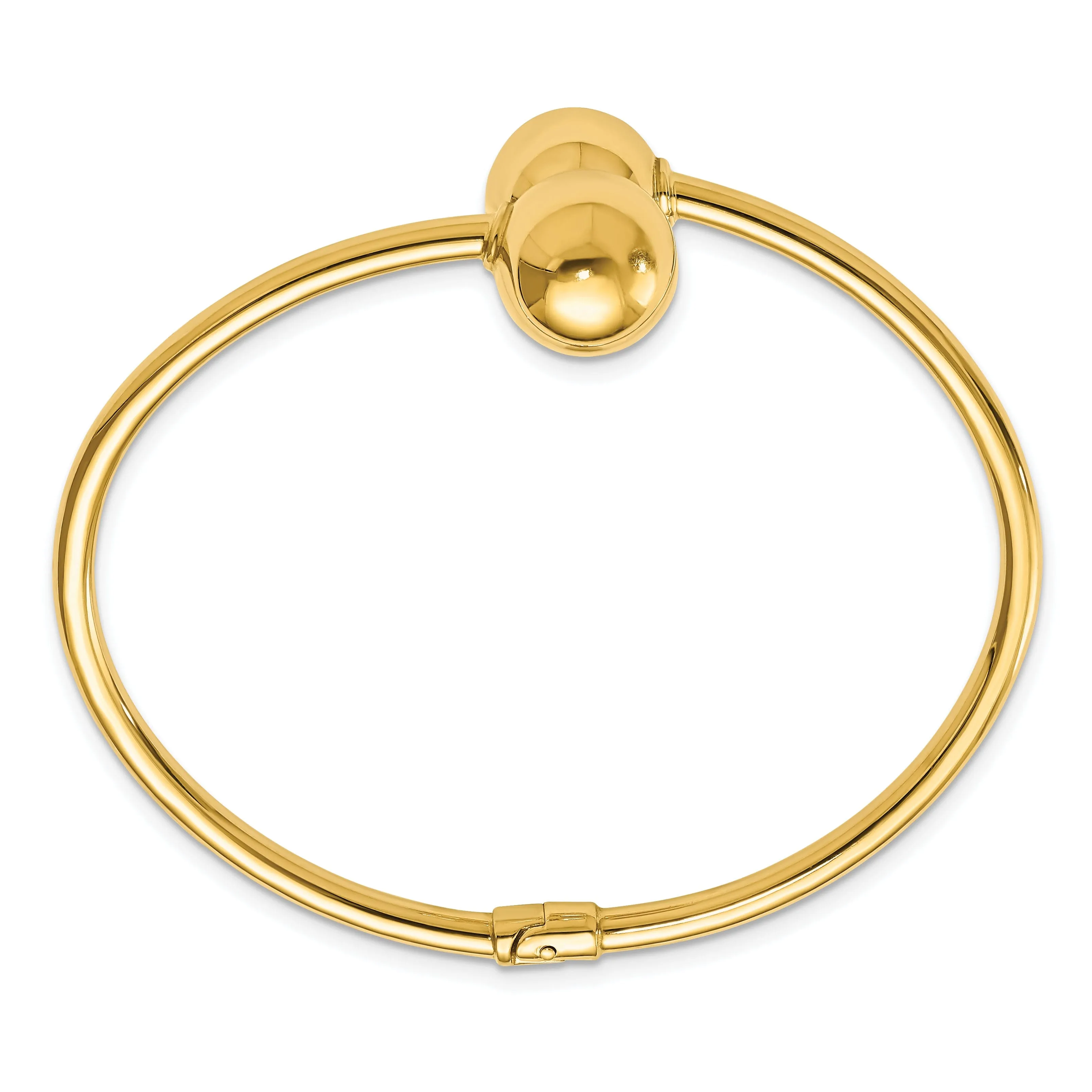 14k Yellow Gold Polished Hinged Cuff Bangle