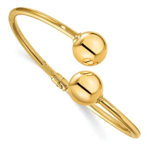 14k Yellow Gold Polished Hinged Cuff Bangle