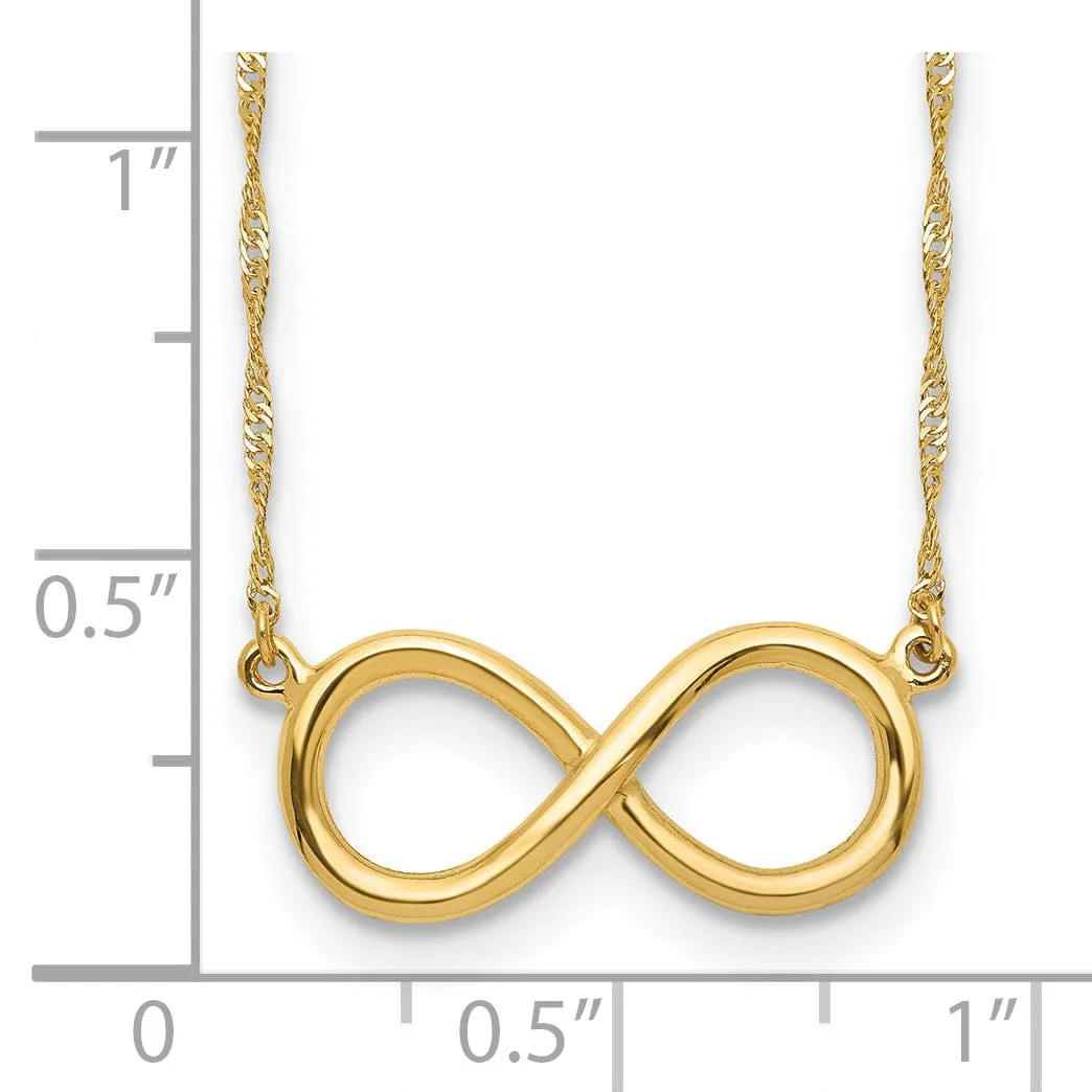 14K Yellow Polished Finish Infinity Design Pendant in a 16.5-Inch Singapore Chain Necklace Set