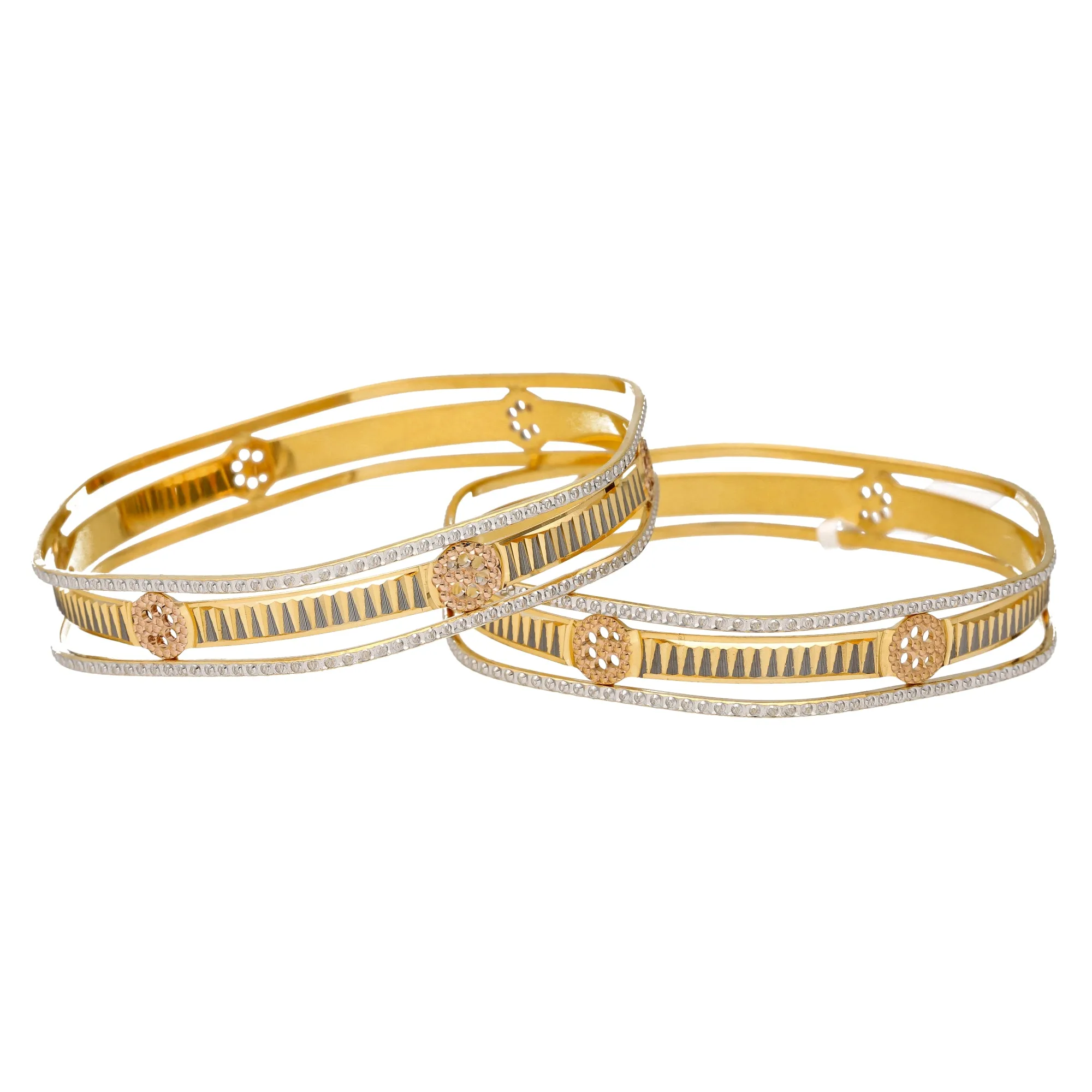 22K Multi-Tone Gold Bangle Set of 2 (51.5gm)