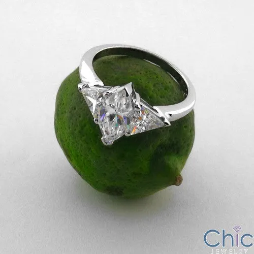 3 Stone 1 Ct . Marquise Ct Trillion Cubic Zirconia Cz Ring