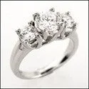 3 Stone 1 Ct Round Center 1 Ct Cubic Zirconia Cz Ring