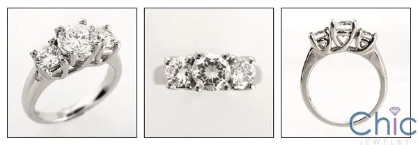 3 Stone 1 Ct Round Center 1 Ct Cubic Zirconia Cz Ring