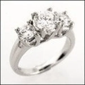 3 Stone 1 Ct Round Center 1 Ct Cubic Zirconia Cz Ring