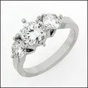 3 Stone 1.25 Round 1 Ct Round Cubic Zirconia Cz Ring