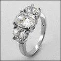 3 Stone 3.0 TCW OVAL Cubic Zirconia Cz Ring