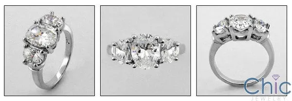 3 Stone 3.0 TCW OVAL Cubic Zirconia Cz Ring