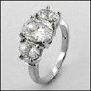 3 Stone 3.0 TCW OVAL Cubic Zirconia Cz Ring