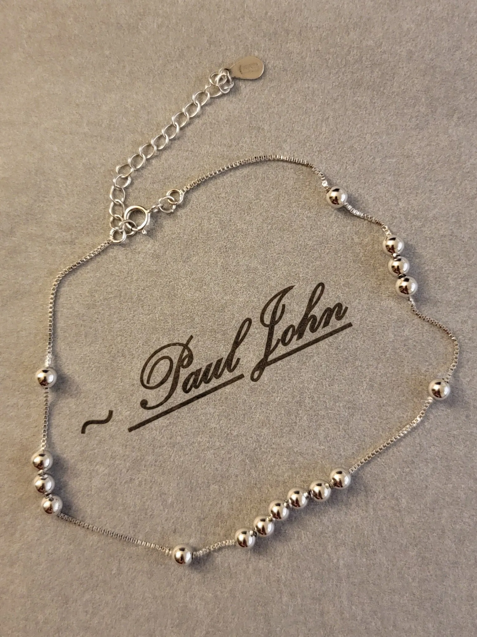 925 Sterling Silver Round Bead Anklet