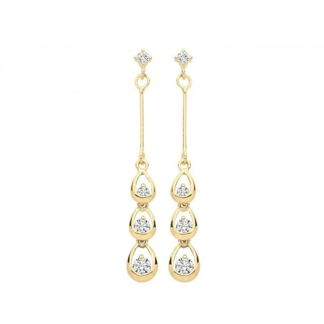 9ct Gold Zirconia Drop Earrings ES1618