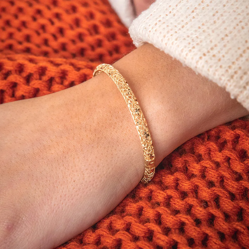 9ct Yellow Gold Fancy Mesh 65mm Bangle