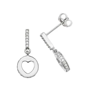 Acotis Silver Drop Earrings Heart G51162