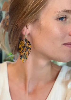 Acrylic Tortoise Shell Leaf Dangle earrings