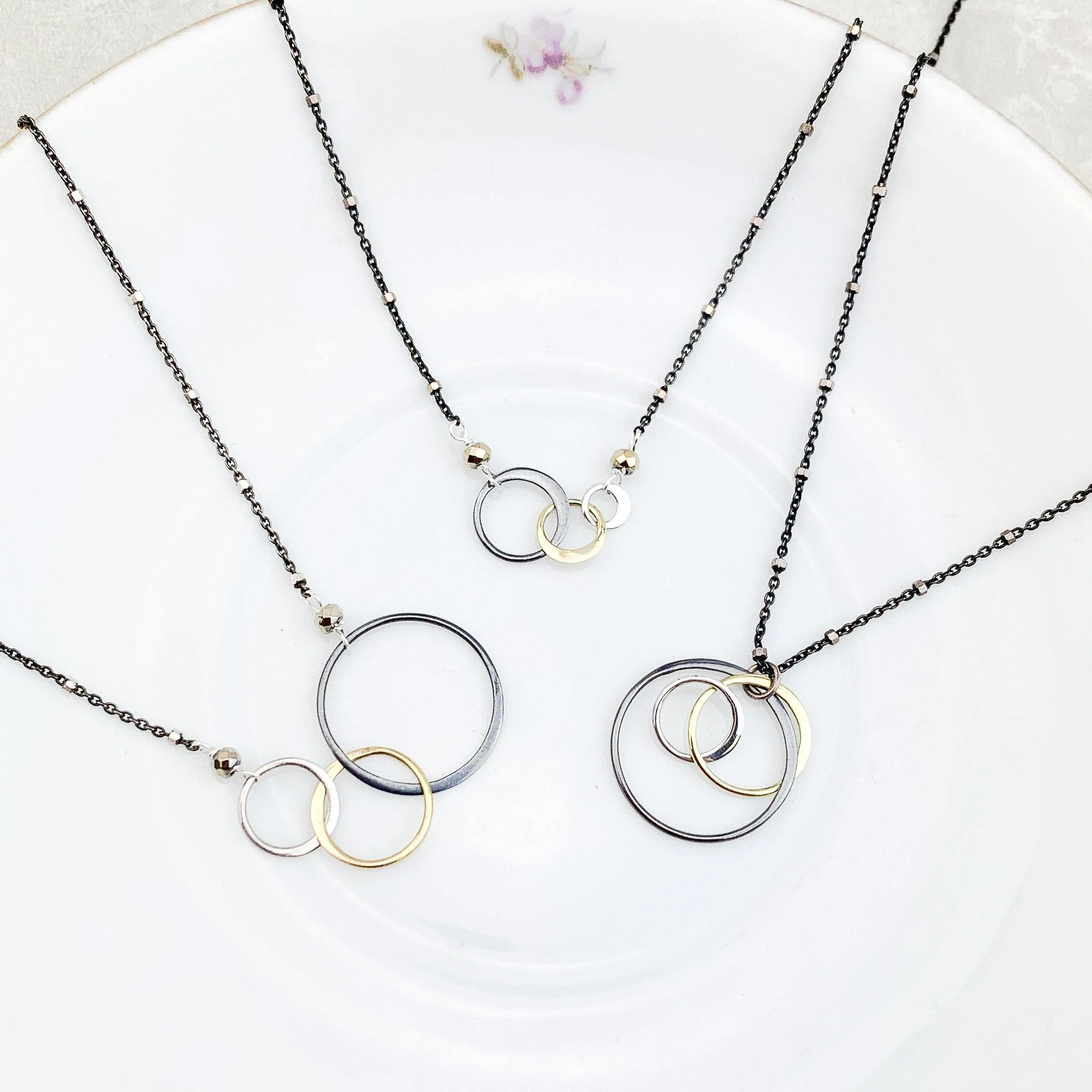 Amy Three Link Necklace Mixed Metal