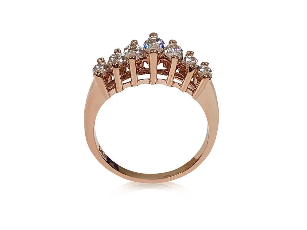 Anniversary 1.5 Marquise 7 Stone Cubic Zirconia Rose Gold Ring