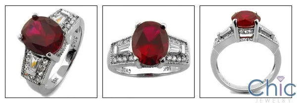 Anniversary 3 Ct Ruby Oval Cubic Zirconia Cz Ring