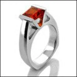 Anniversary Orange Princess Channel Cubic Zirconia Cz Ring