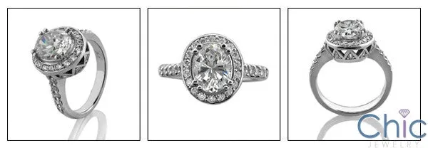 Anniversary Oval 2.5 Ct Halo Cubic Zirconia Cz Ring