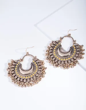 Antique Gold Multi Colour Disc Earrings