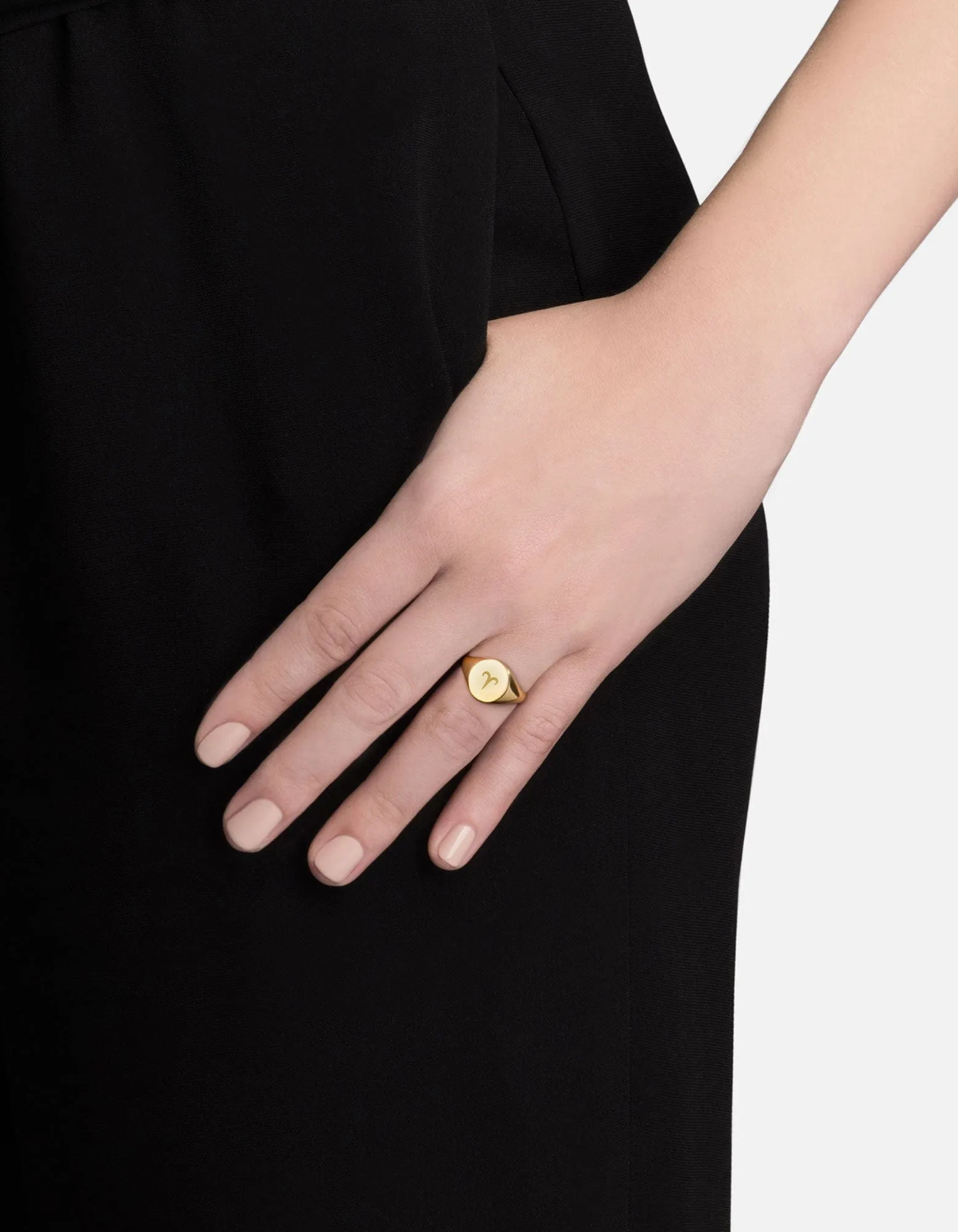 Aries Astro Signet Ring, 14k Gold