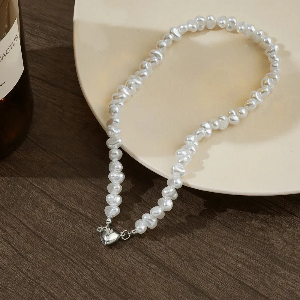 Asymmetrical Pearl Choker Wedding Jewelry Gift Necklace