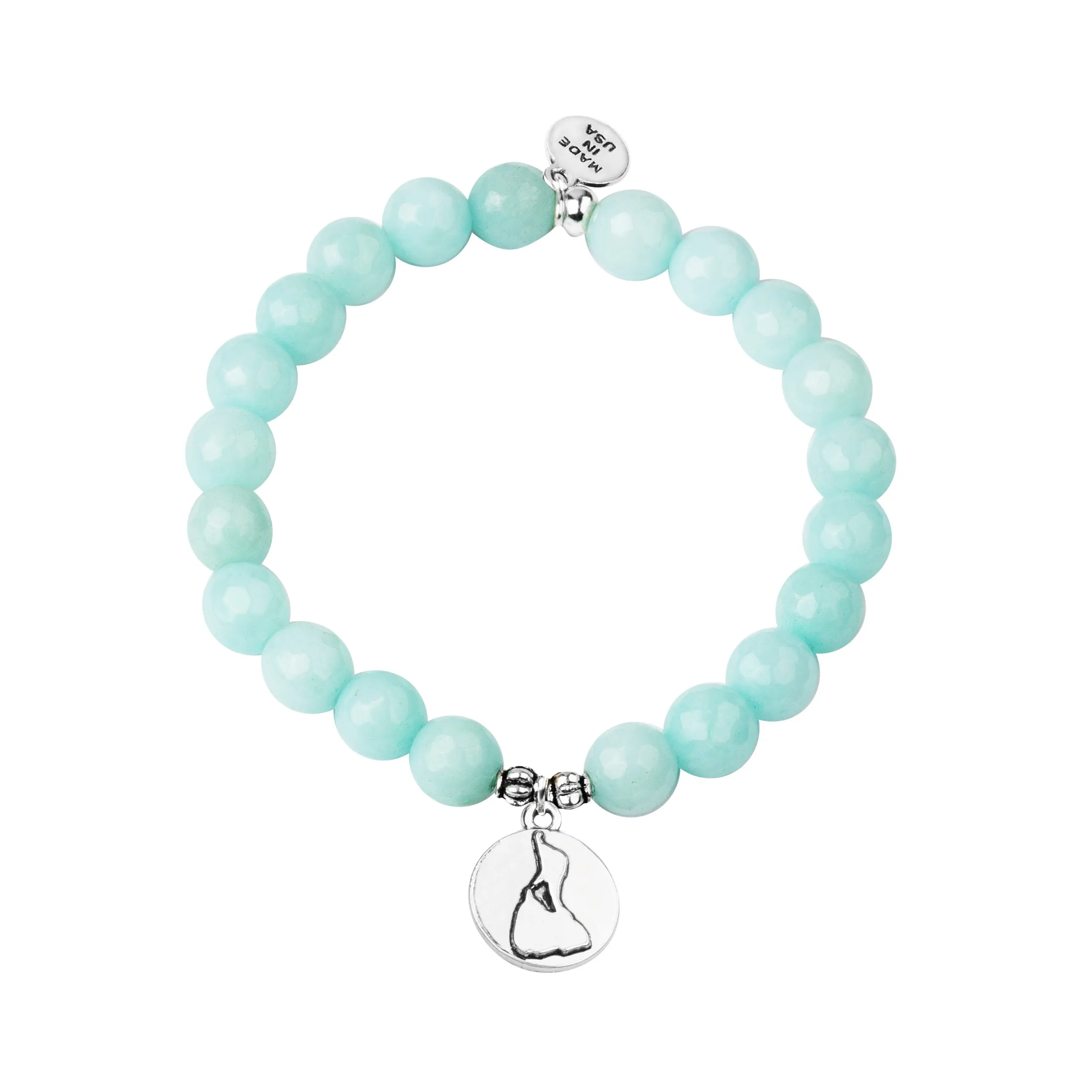 Block Island | Stone Beaded Charm Bracelet | Tiffany Blue Agate - Serenity