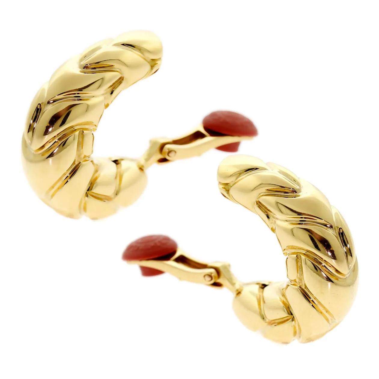 Bulgari Vintage Yellow Gold Hoop Earrings