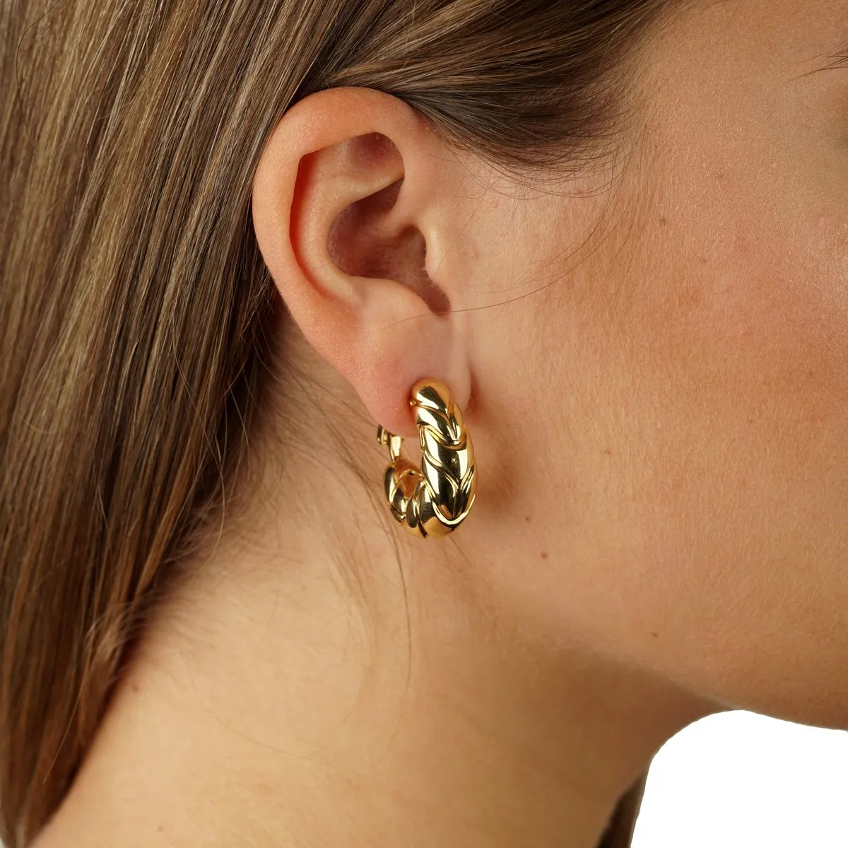 Bulgari Vintage Yellow Gold Hoop Earrings