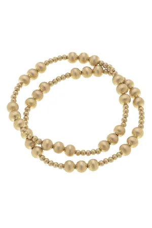 Canvas Kimber Ball Bead Stretch Bracelet Stack in Gold