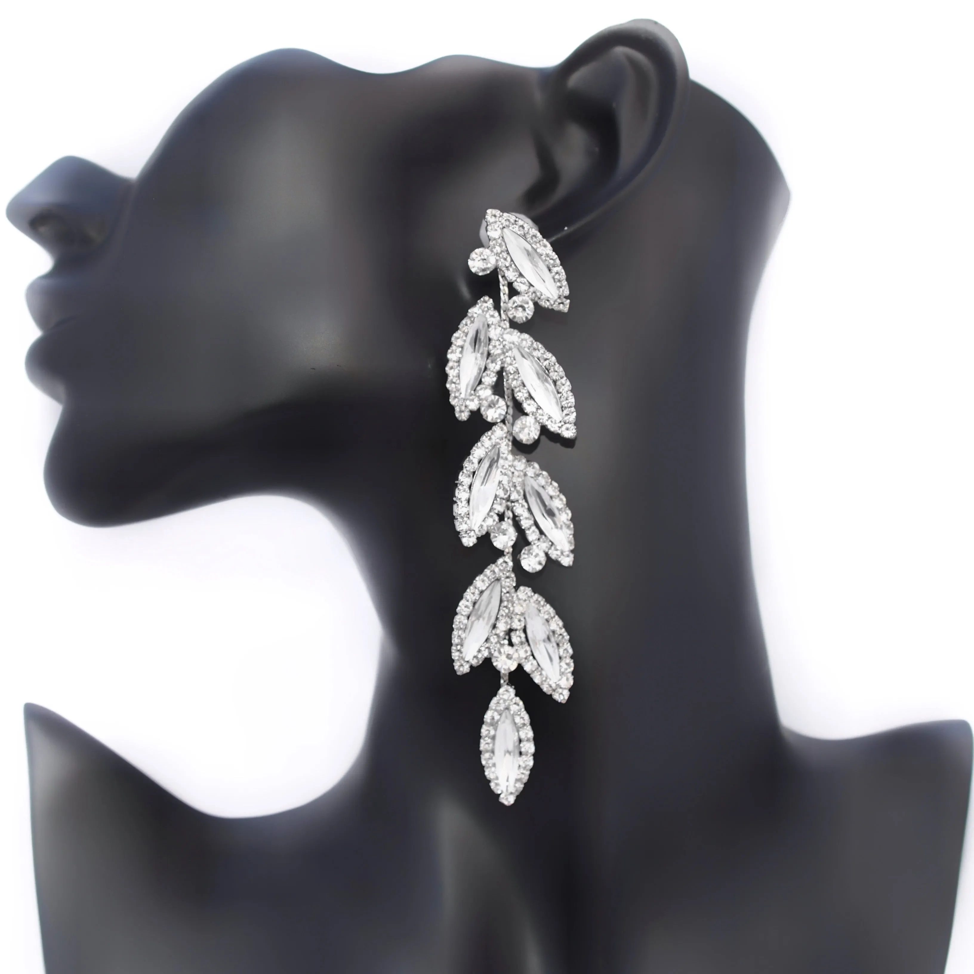 CHARLO - clear vine marquise rhinestone earrings