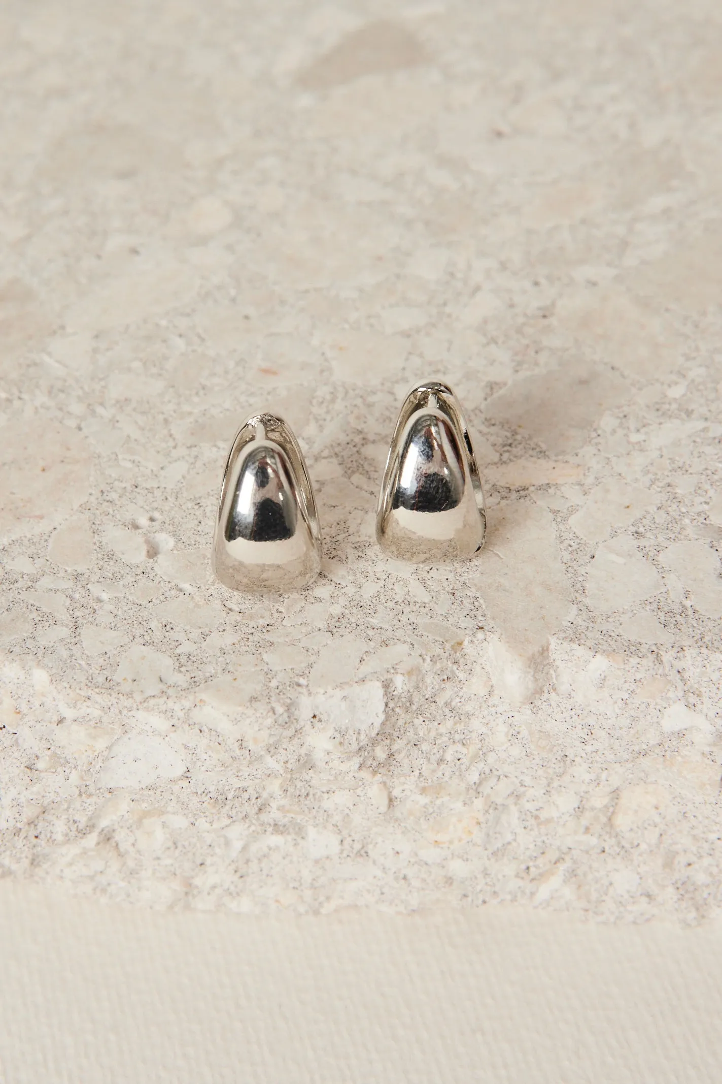 Chunky Oval Rhodium Earrings