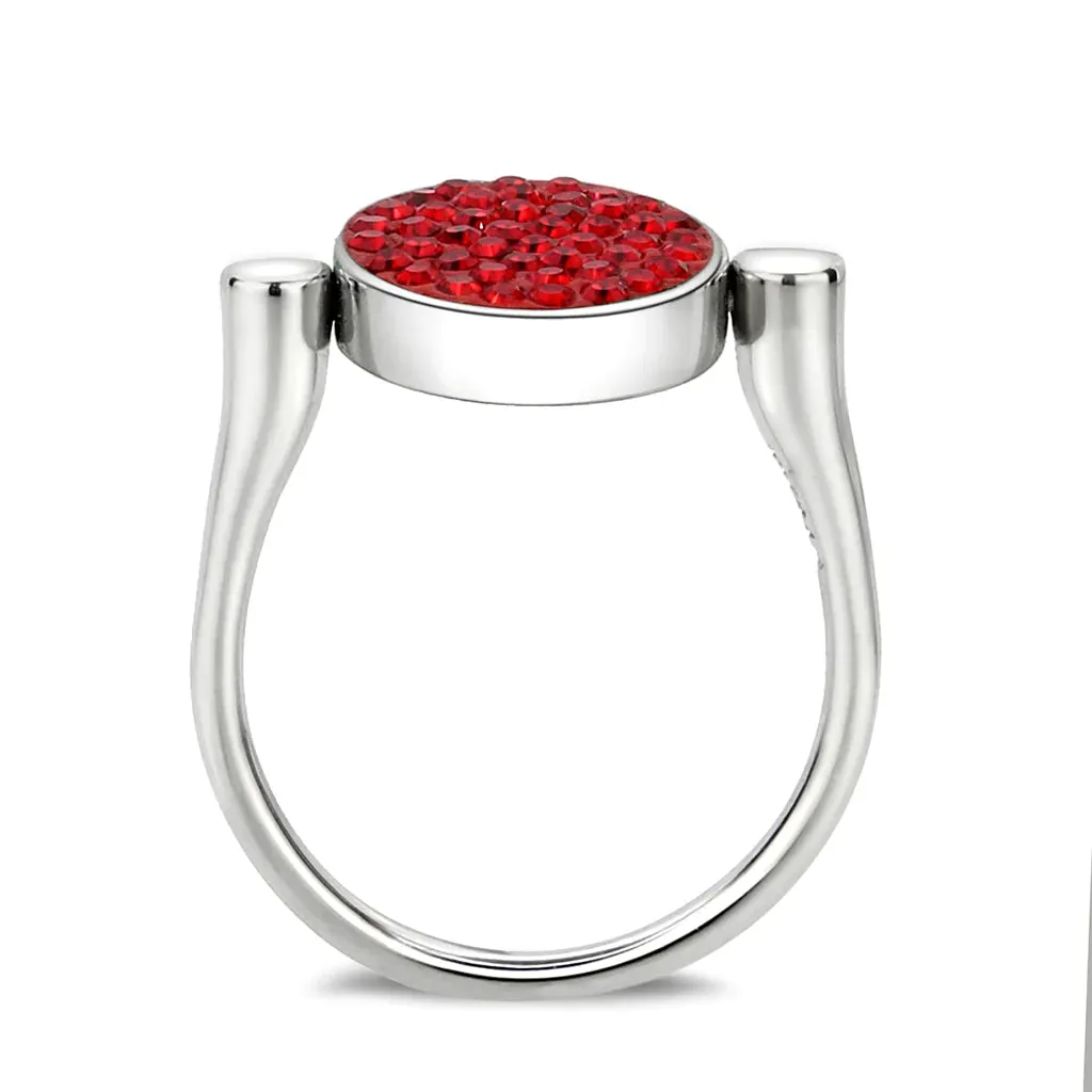 CJ385401 Wholesale Women's Stainless Steel Top Grade Crystal Round Red Ring