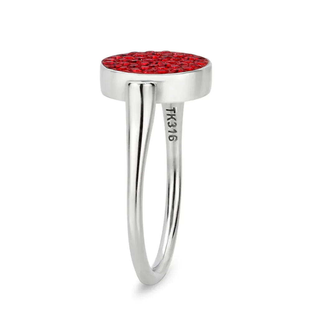 CJ385401 Wholesale Women's Stainless Steel Top Grade Crystal Round Red Ring