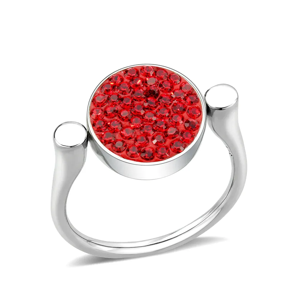 CJ385401 Wholesale Women's Stainless Steel Top Grade Crystal Round Red Ring