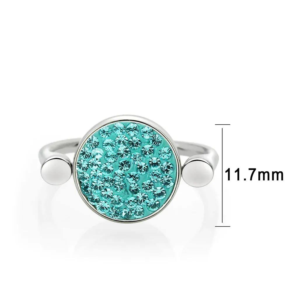 CJ385412 Wholesale Women's Stainless Steel Top Grade Crystal Round Blue Zircon Ring