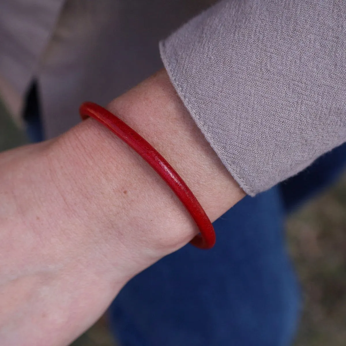 Classic Red Leather Bracelet