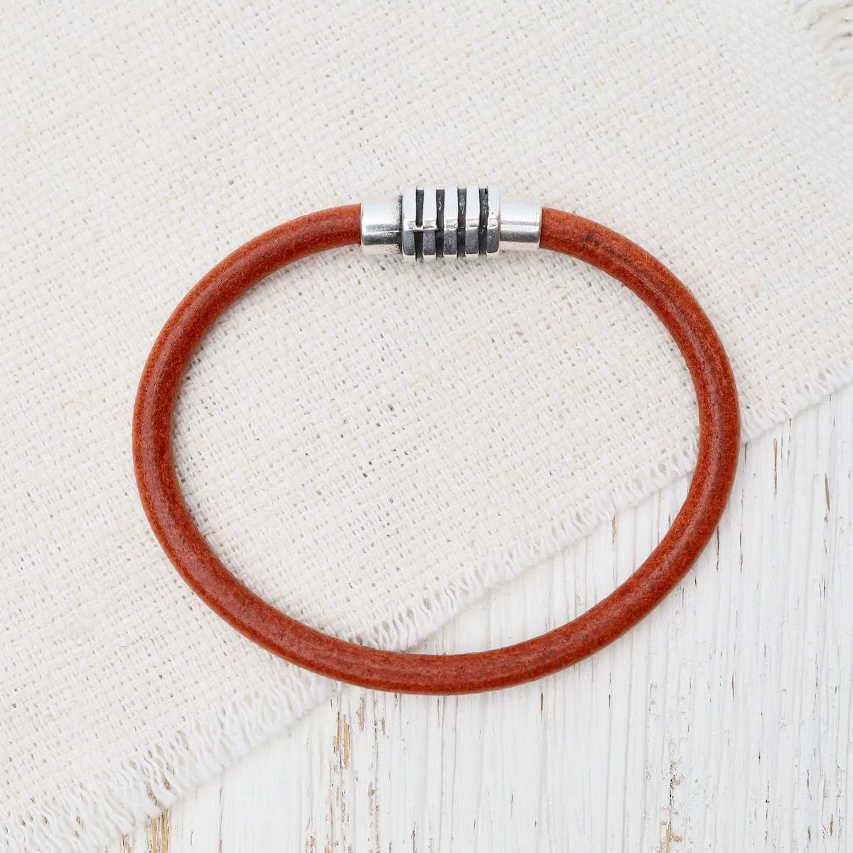 Classic Tangerine Leather Bracelet