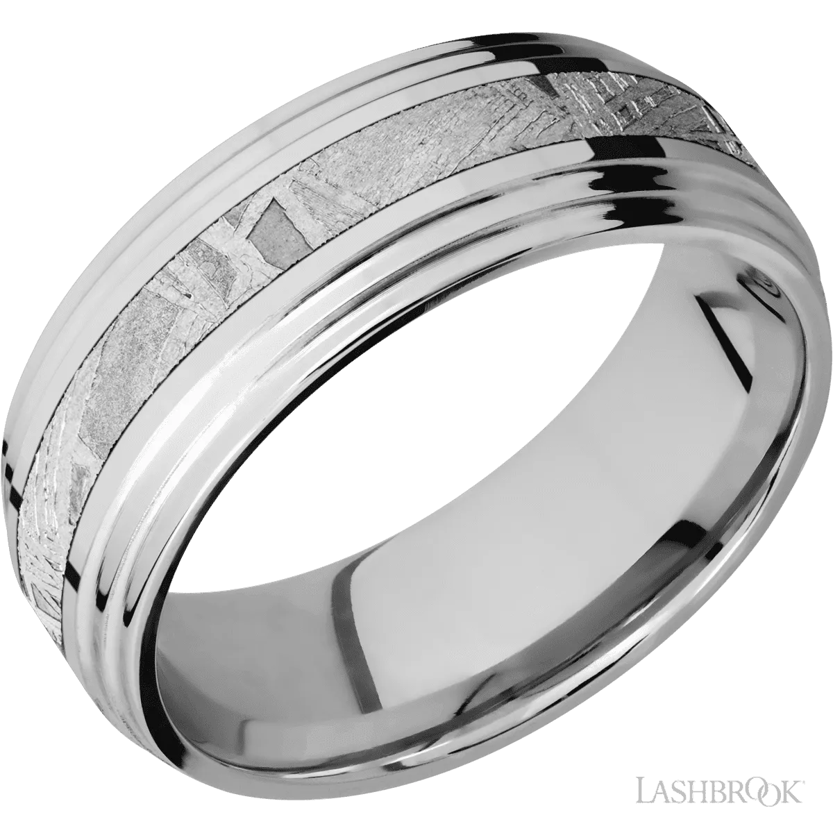 Cobalt Chrome Band with Polish Finish and Meteorite Inlay - 8MM