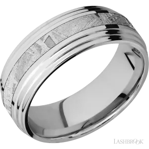 Cobalt Chrome Band with Polish Finish and Meteorite Inlay - 8MM