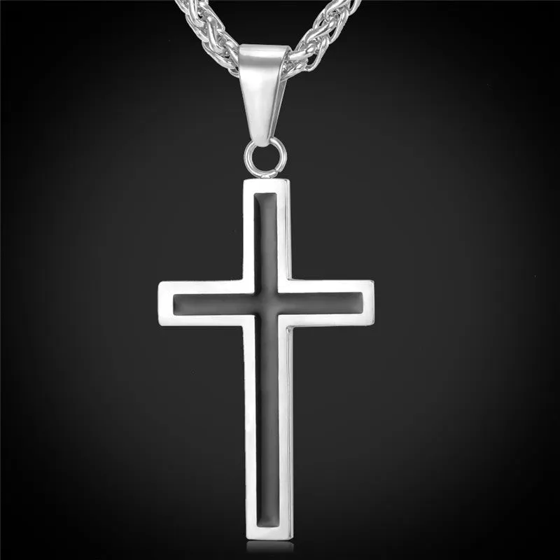 Cross Necklace & Pendant Christian Jewelry 316L Stainless Steel Gold Plated Chain Cross Necklace Men