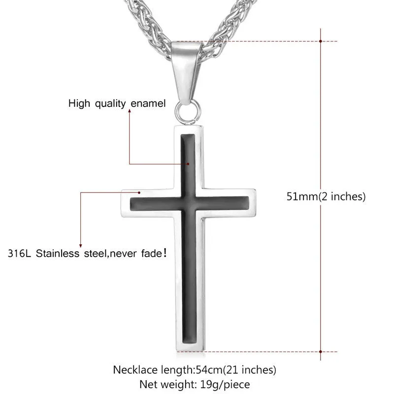 Cross Necklace & Pendant Christian Jewelry 316L Stainless Steel Gold Plated Chain Cross Necklace Men