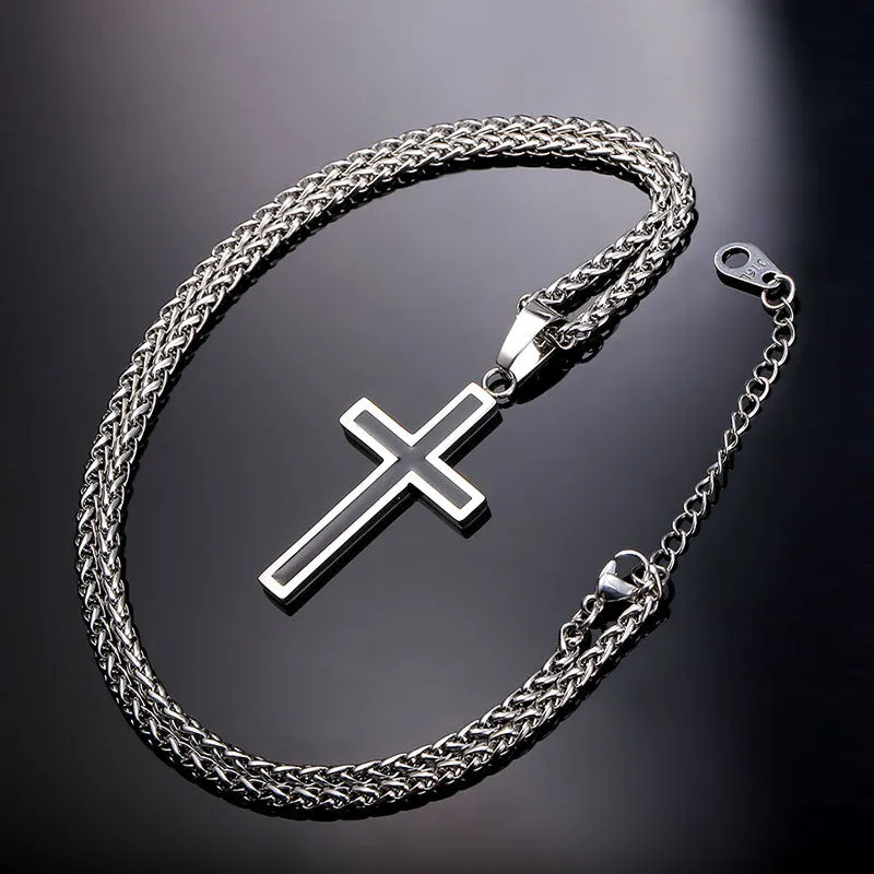 Cross Necklace & Pendant Christian Jewelry 316L Stainless Steel Gold Plated Chain Cross Necklace Men