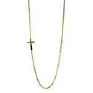 Cubic Zirconia Cz Gold Cross Chain Initial Pendant