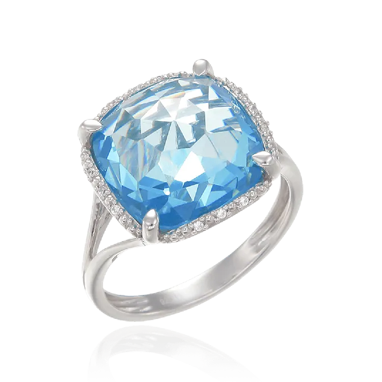 Cushion Cut Blue Ring